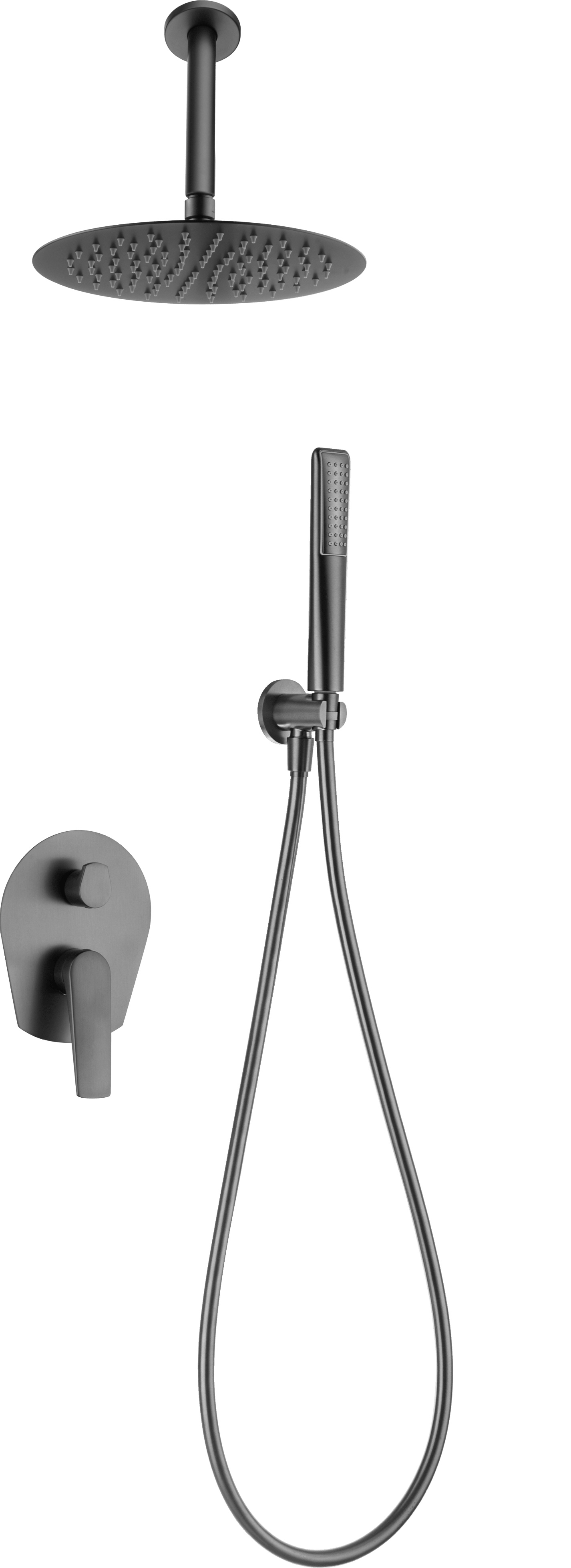 Set Shower Single-Handle Concealed Paros Black Gun | IMEX