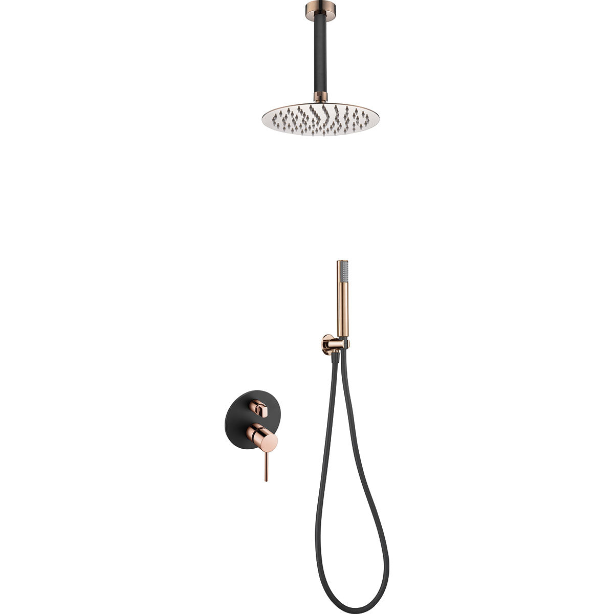 Black Rose Gold Built-in Shower Set Single Handle, view 2