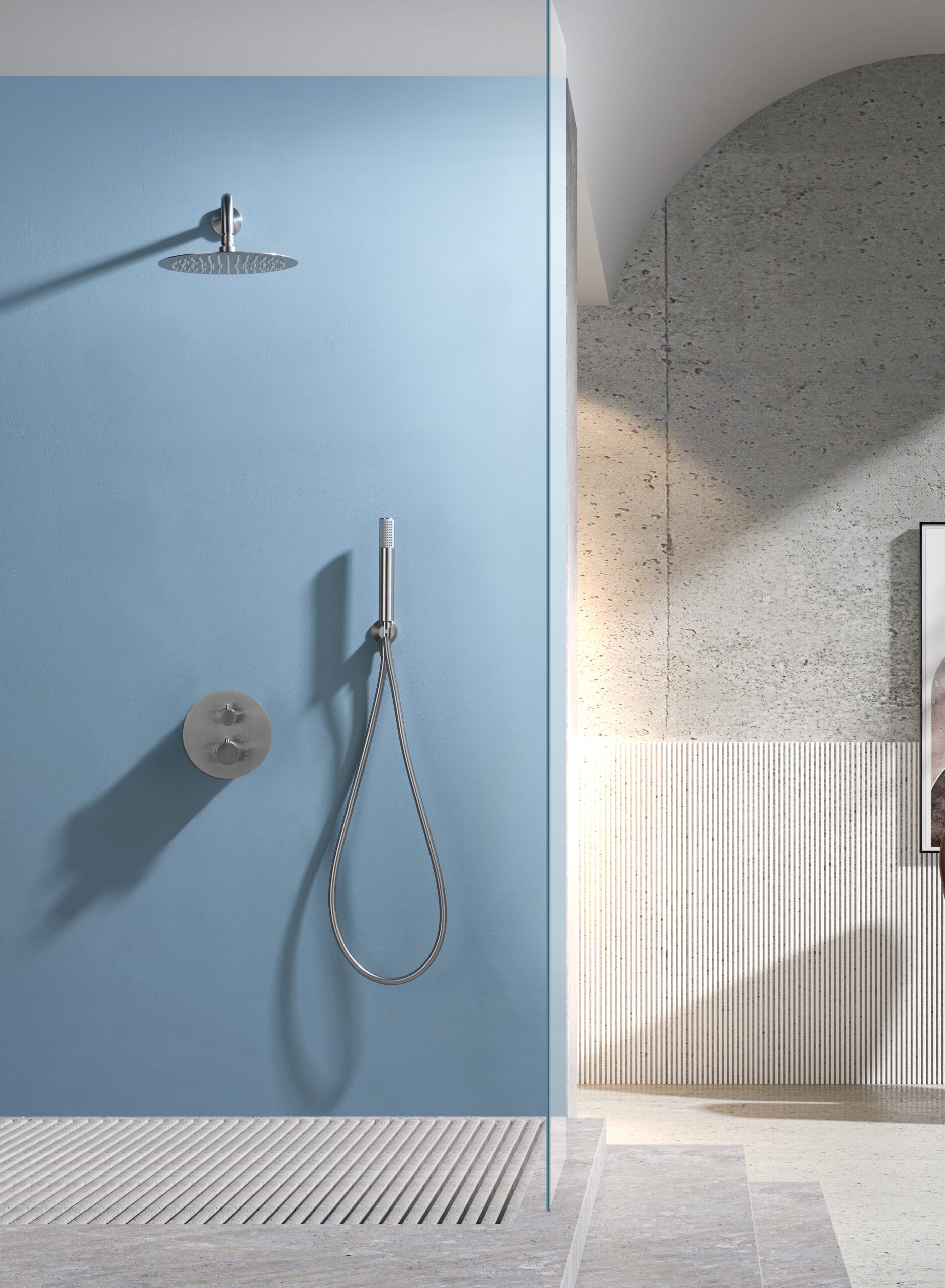 Bless Brushed Nickel Concealed Thermostatic Shower Set, view 2