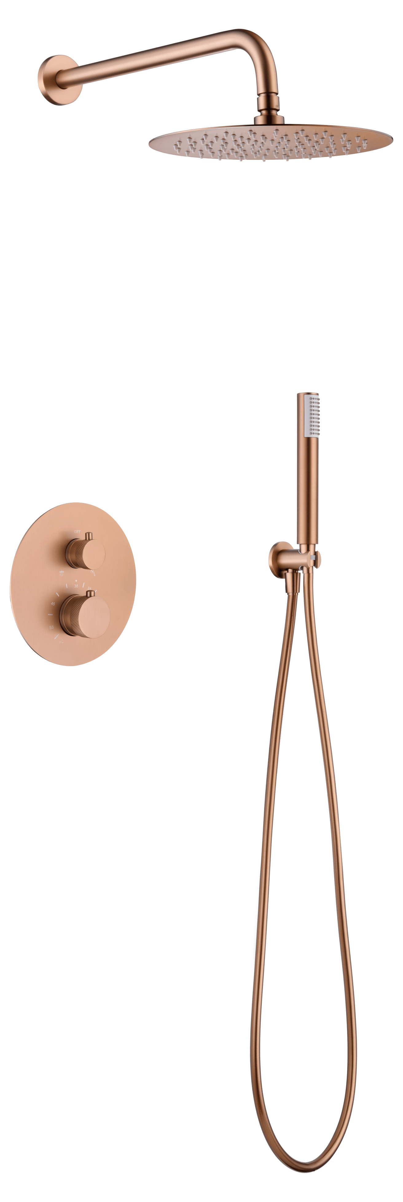 Thermostatic Shower Set Concealed Line Brushed Rose | IMEX