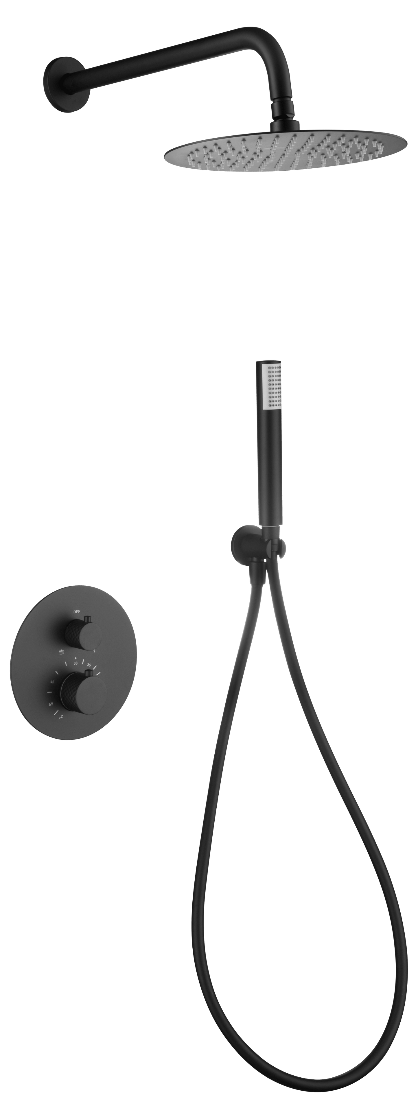 Thermostatic Shower Set Concealed Genoa Matte Black | IMEX