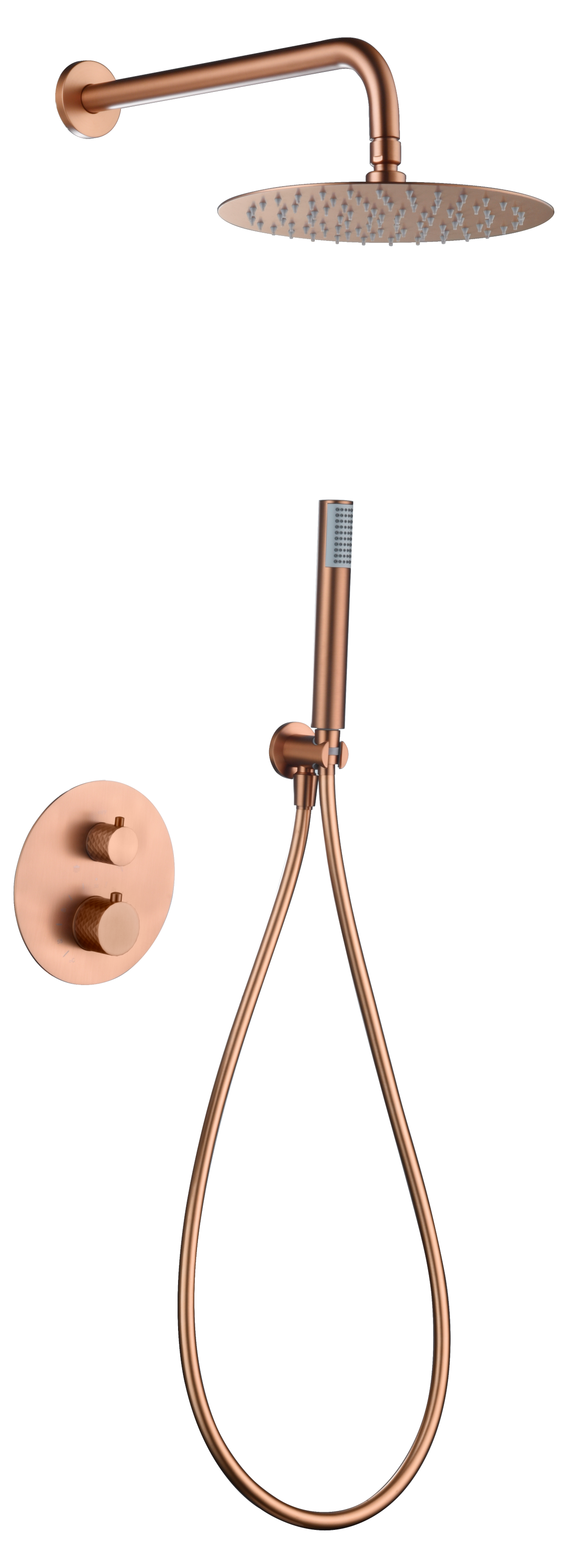 Genova Brushed Rose Gold Thermostatic Shower Set, view 2