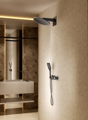 Inari Brushed Gold Concealed Thermostatic Shower Set, view 5