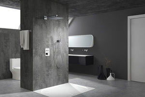 Chrome Thermostatic Built-In Shower Set Madeira, in a bathroom setting