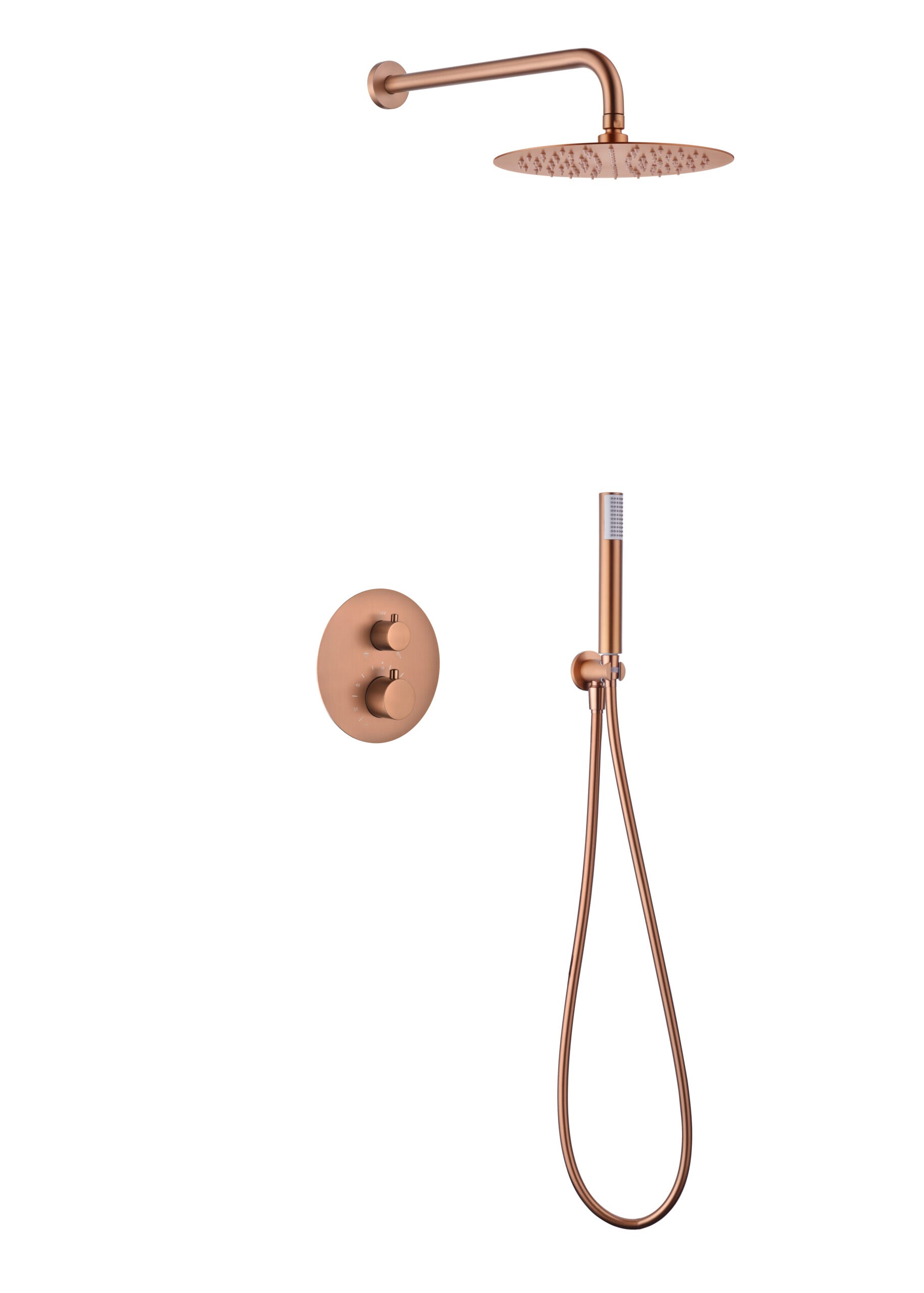 Brushed Rose Gold Built-in Thermostatic Shower Set, view 2