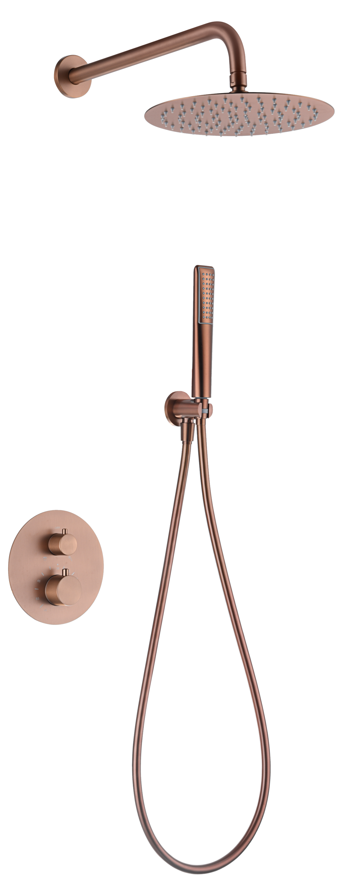 Naples Brushed Rose Gold Built-in Thermostatic Shower Set, view 2