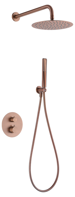Naples Brushed Rose Gold Built-in Thermostatic Shower Set, view 2