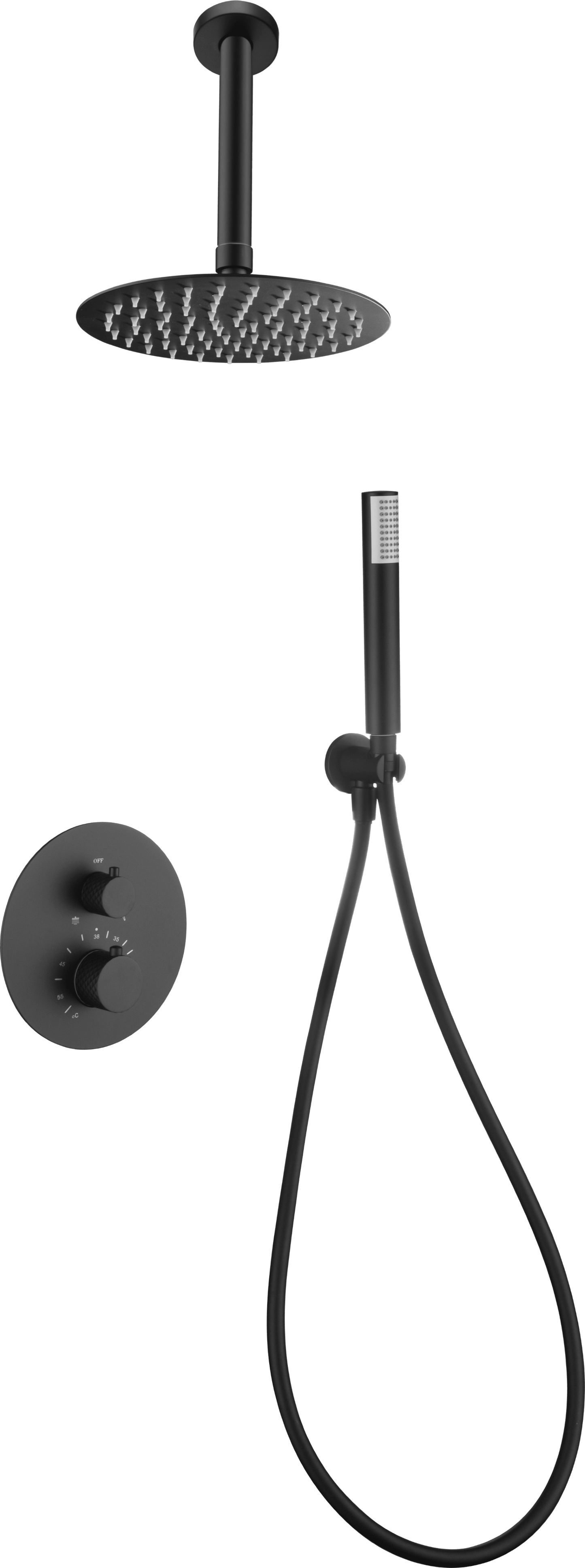 Thermostatic Shower Set Concealed Piamonte Neg | IMEX