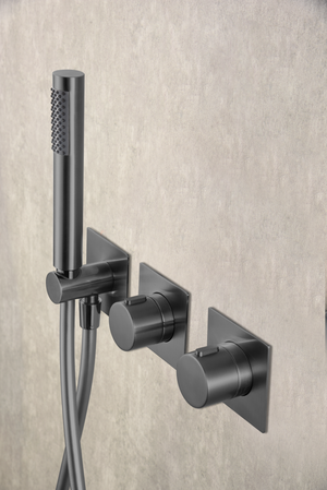Black Gun Metal Thermostatic Shower Set Built-In, mixer detail