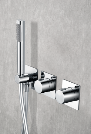 Chrome Thermostatic Shower Set Built-In Contemporary Design, mixer detail