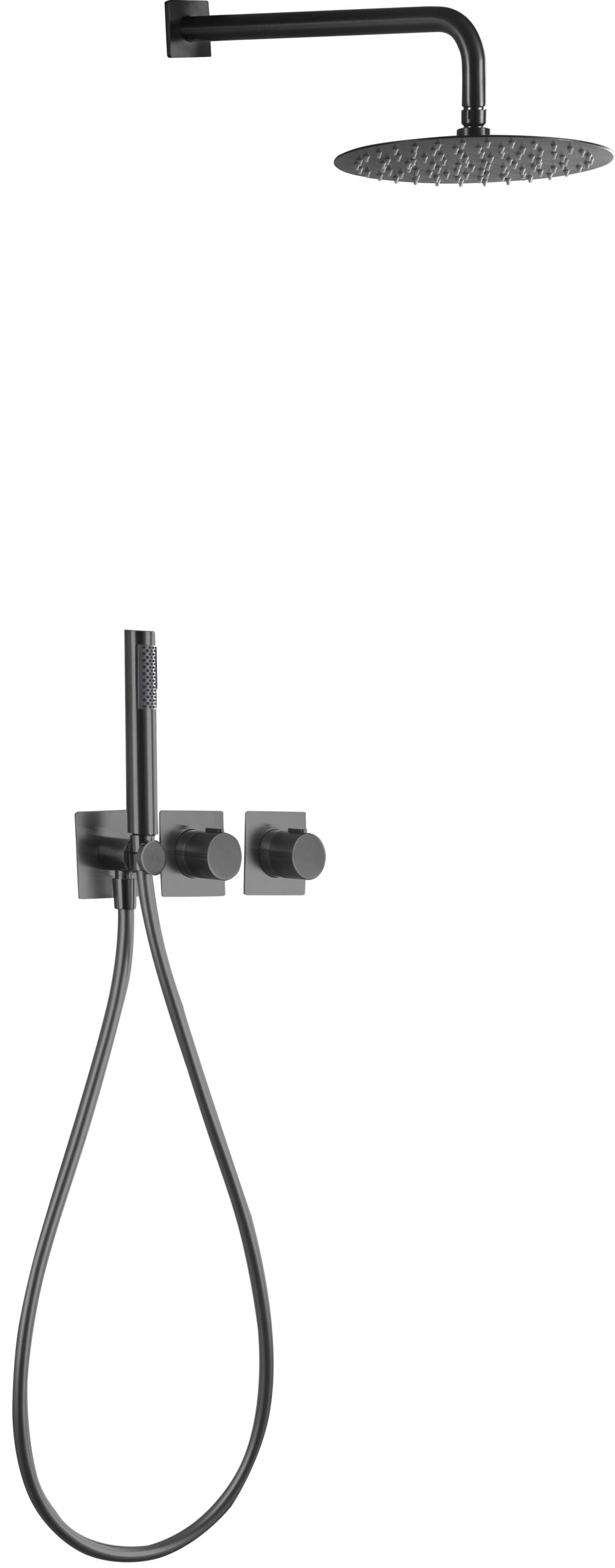 Black Gun Metal Thermostatic Shower Set Built-In, view 2