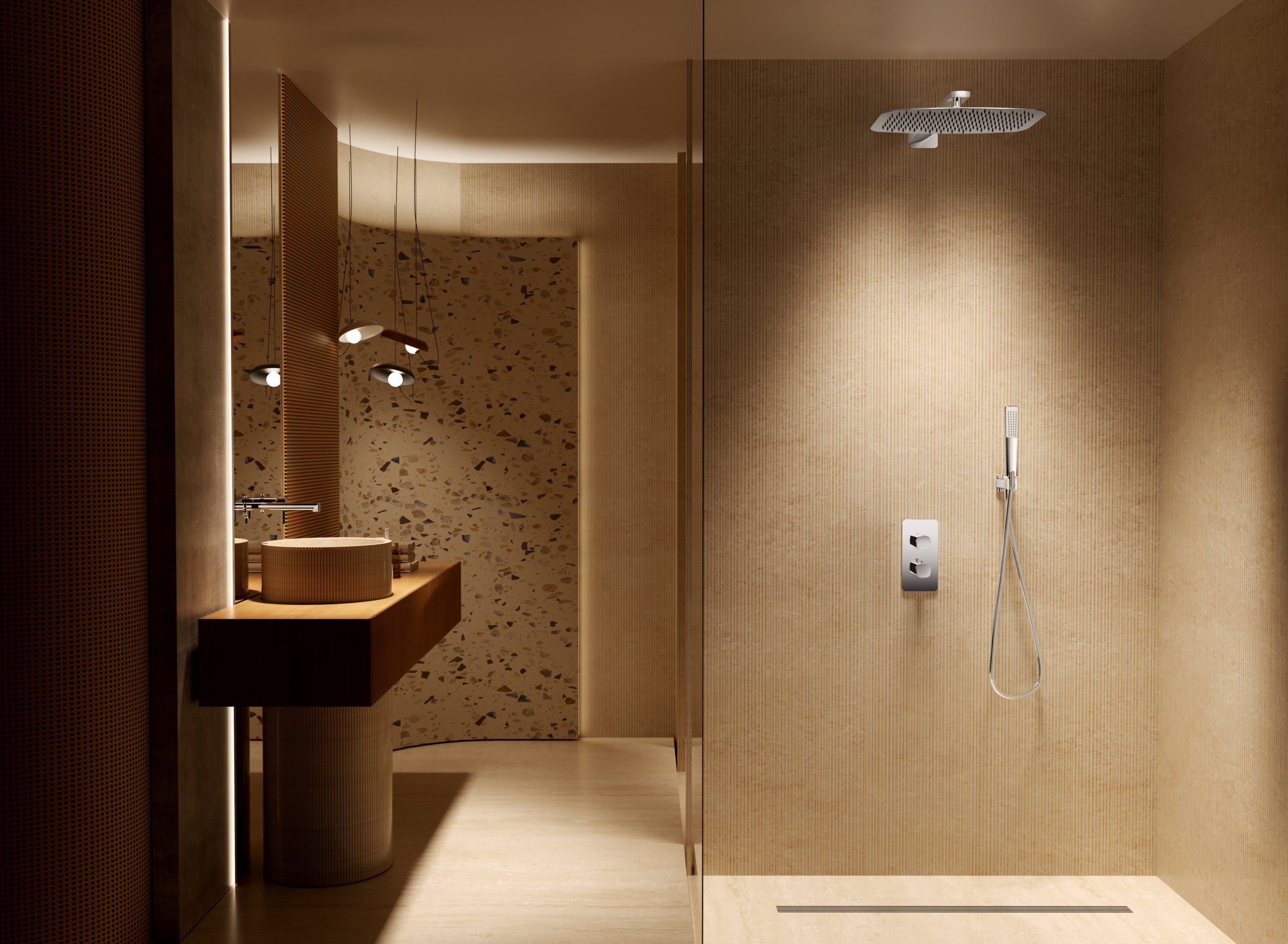 Toscana Brushed Nickel Concealed Thermostatic Shower Set, view 2
