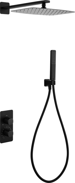 Toscana Matte Black Concealed Thermostatic Shower Set, main product view