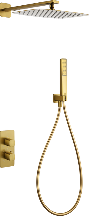 Toscana Brushed Gold Concealed Thermostatic Shower Set, main product view