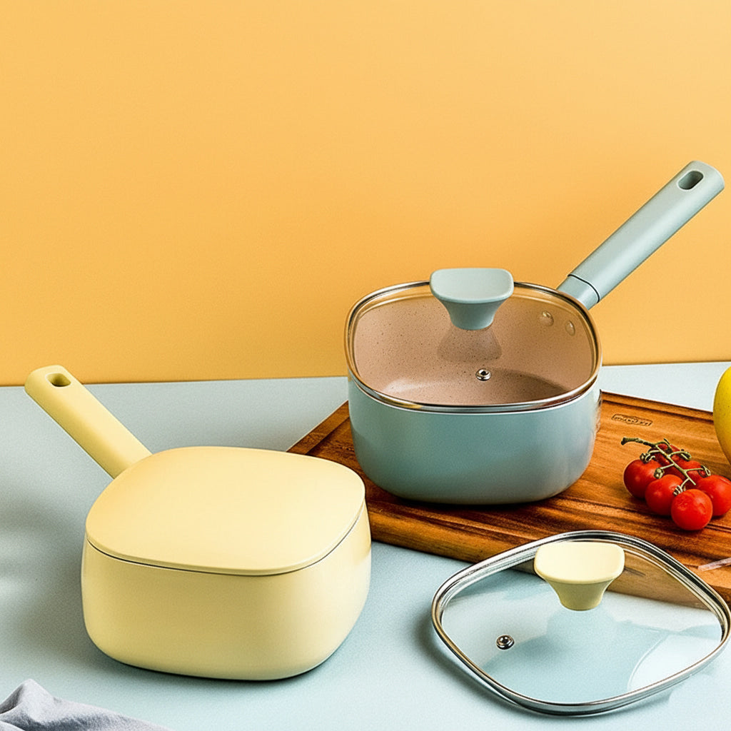 Coating Square Non Stick Square Glass Lid Pan