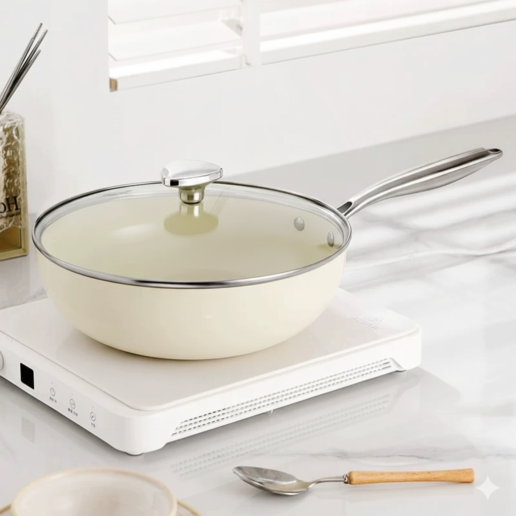 Ceramic Non Stick Glass Lid Frying Pan