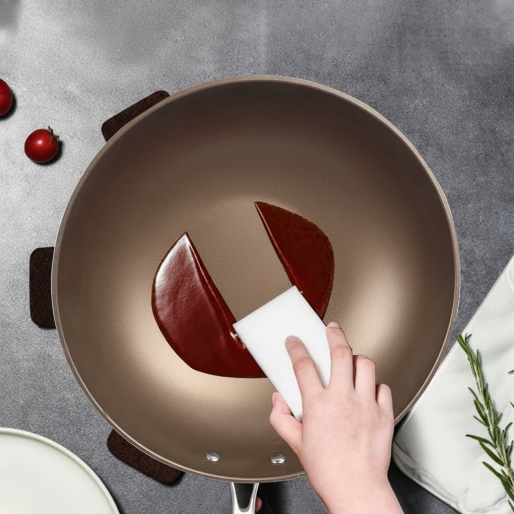 Titanium Stainless Steel Non Stick Deep Lid Frying Pan
