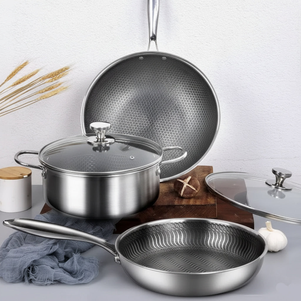 3 Piece Stainless Steel Non Stick Cookware Set