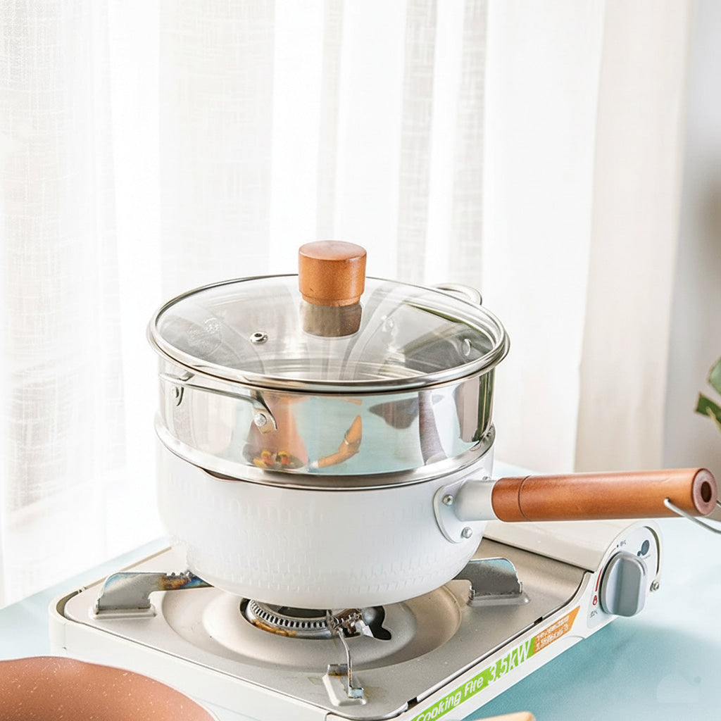 Stone Non Stick Tempered Glass Lid Soup Pot