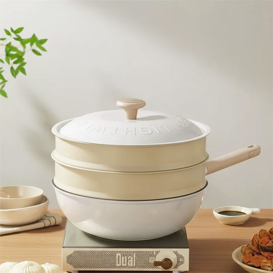 Cooker Uncoated Non Stick Aluminum Steam Frying Pan
