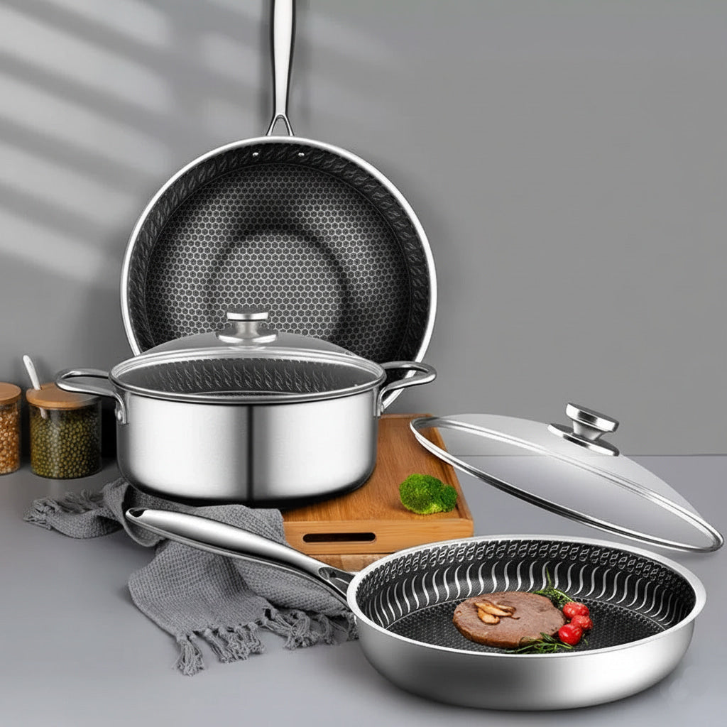 3 Piece Stainless Steel Non Stick Cookware Set