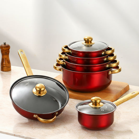 12 Piece Stainless Steel Glass Lid Non Stick Cookware Set