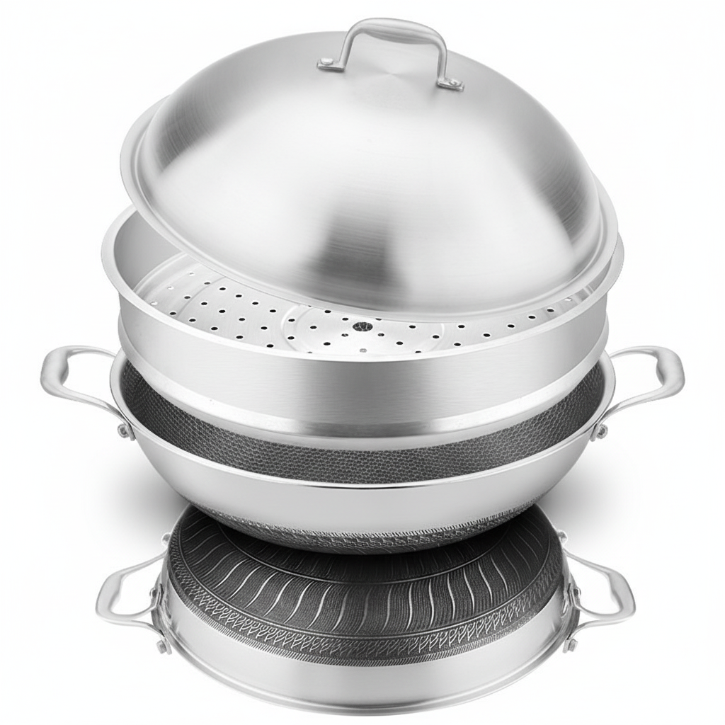 Double Handle Stainless Steel Non Stick Wok