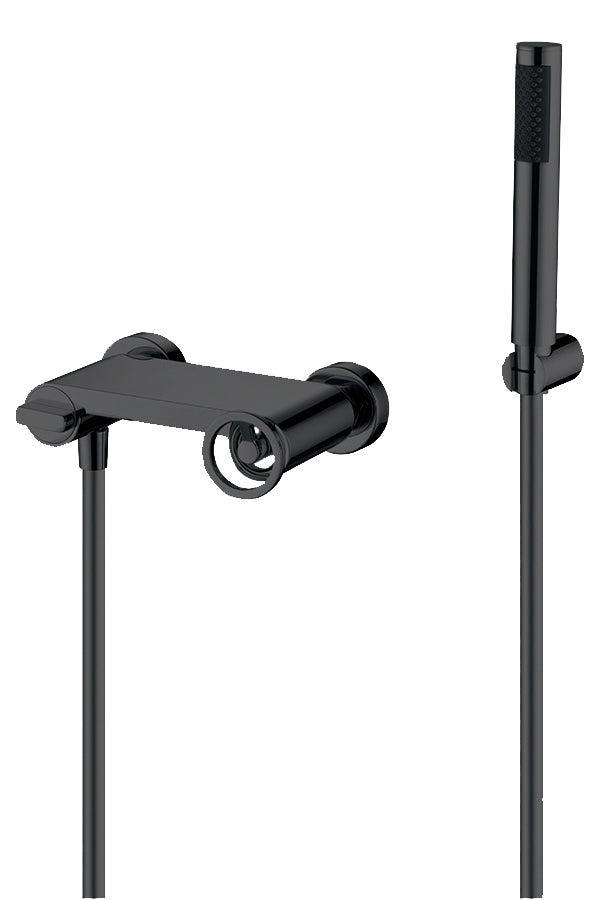 Matte Black Single Handle Shower Kit Modern Design, mixer detail