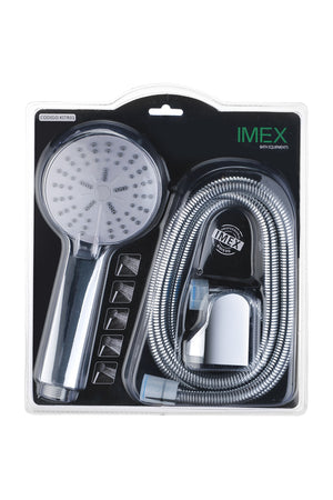 Chrome Bathroom Fixture Set with Flexible Hose and Support Handle, view 2
