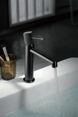 Matte Black Single Lever Washbasin Mixer Modern Design, view 3