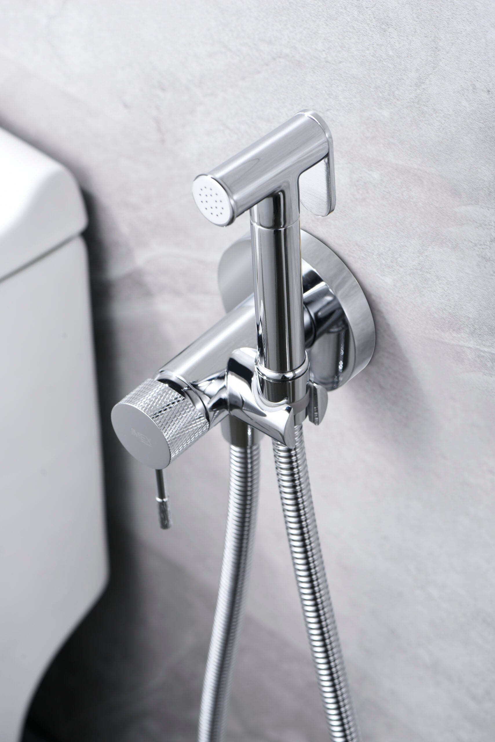 Chrome Built-in Bidet Faucet Modern Minimalist Design, detail view