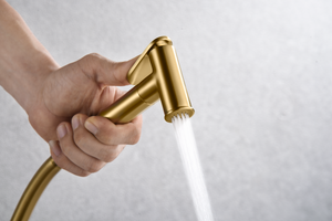 Brushed Gold Built-in Bidet Faucet Contemporary Design, handle detail