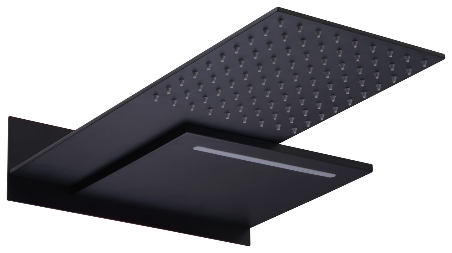Shower Head Waterfall 2-Way Matte Black | IMEX