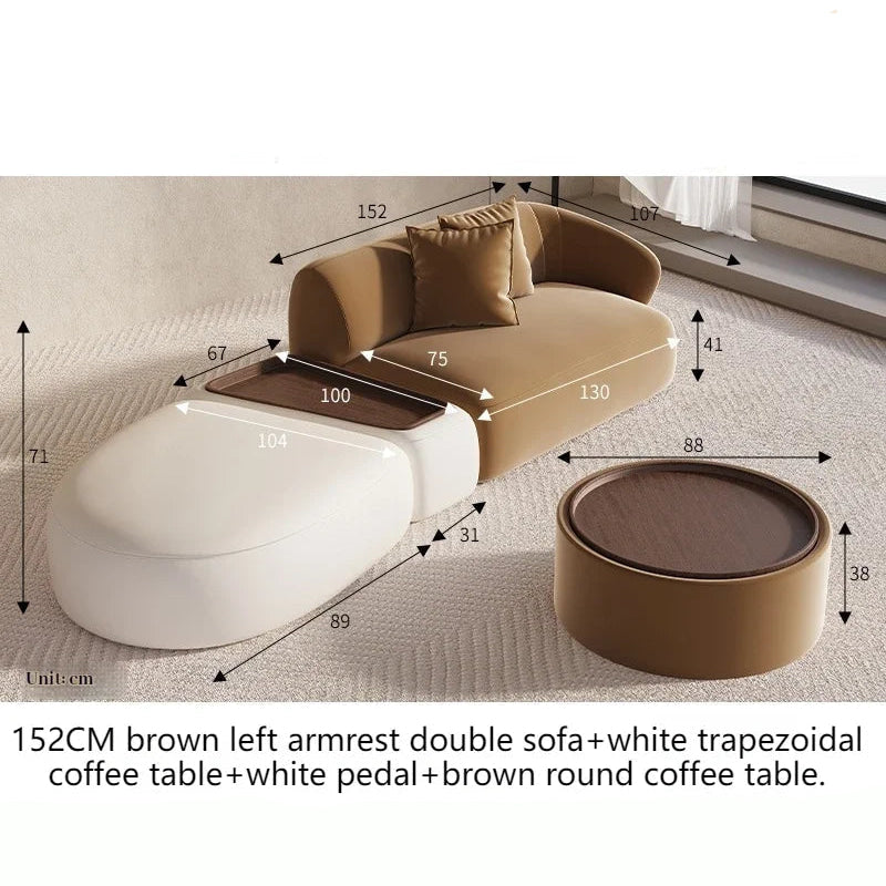 Sectional Minimalist Curved Modular Table Sofa Set