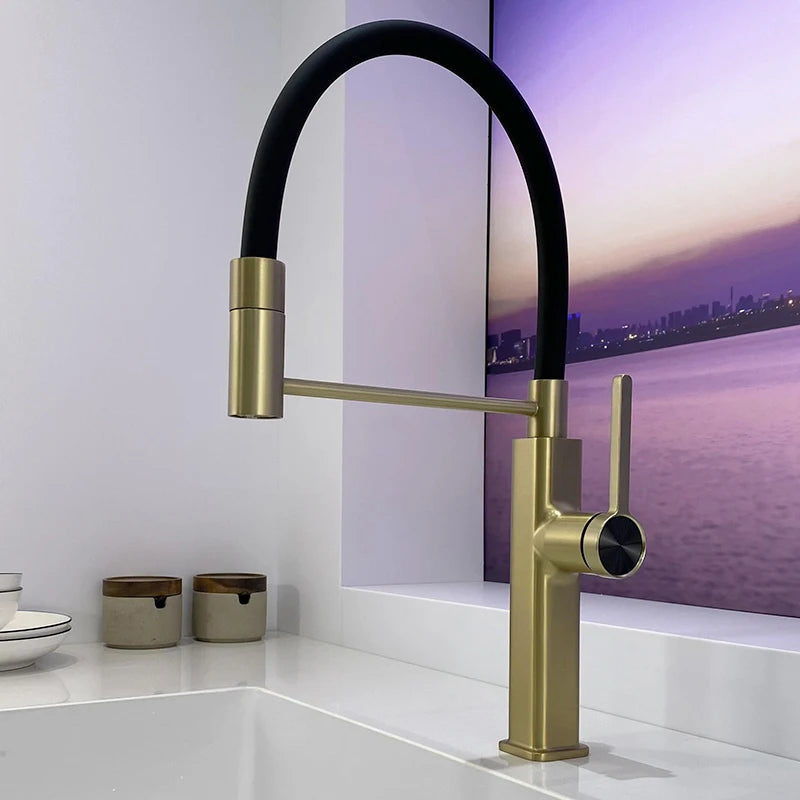 LED Panel Deck Mounted Flexible Hose Sink Kitchen Faucet
