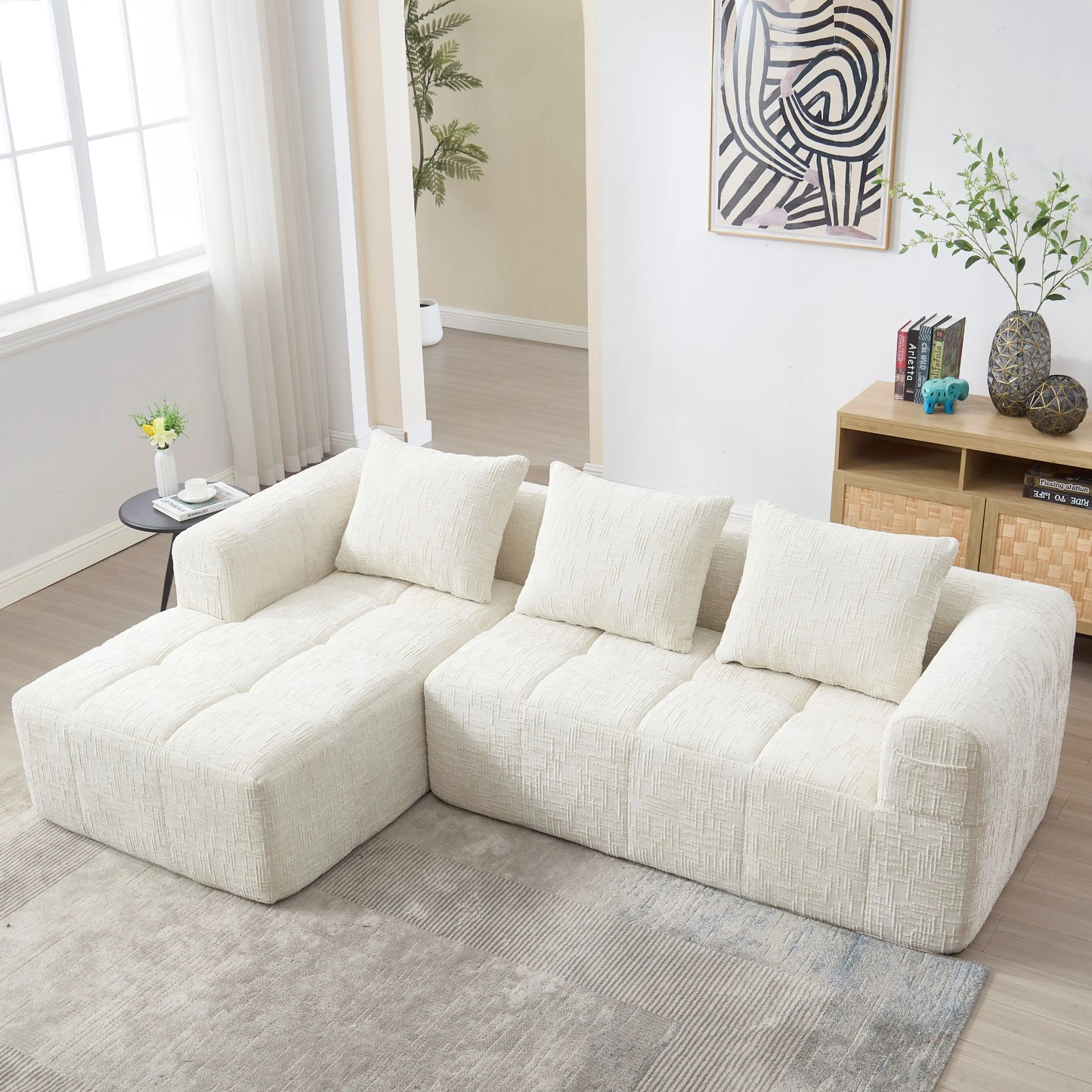 Modern Modular L Shaped 3 Seater Chaise Lounge Sofa