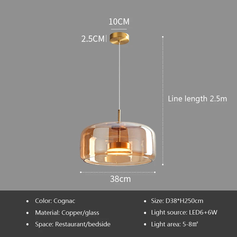 Nordic Glass Smoke Hanging Modern Pendant Lamp