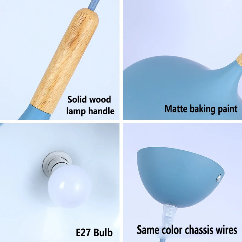 LED Colored Wooden Pendant Light Lamp