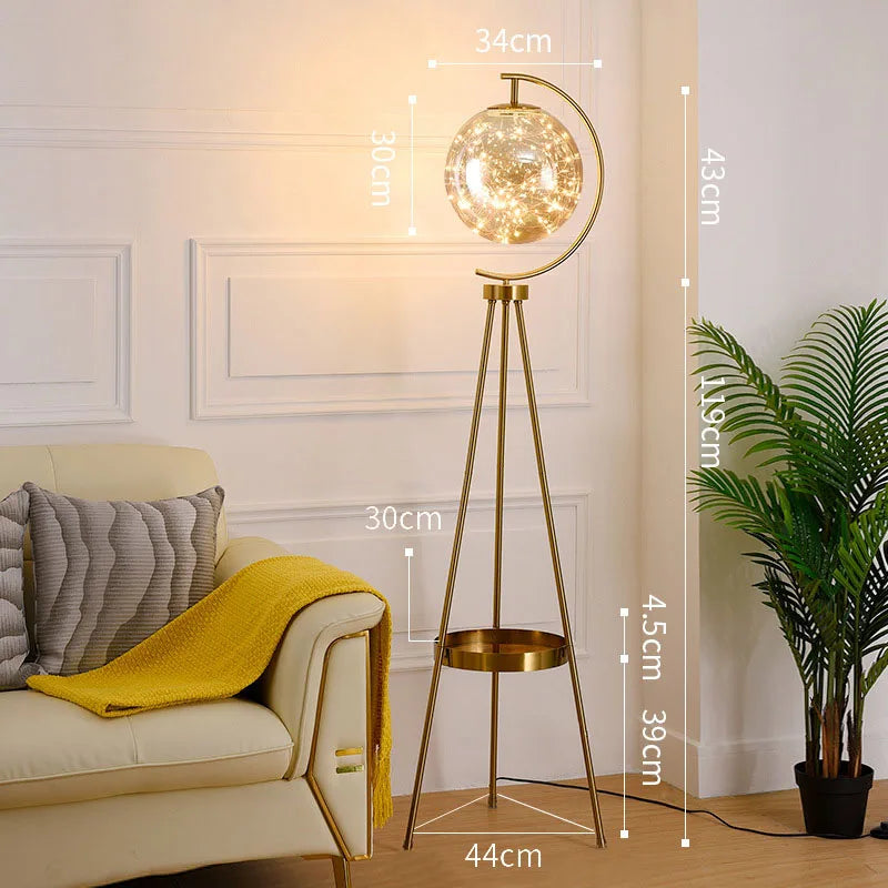 Globe Clear Smoky Glass Round Standing Light