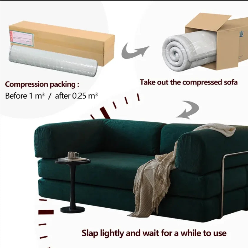 Modern Minimalist Corduroy Bed Compressed Sofa