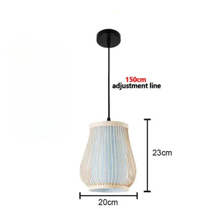 Bamboo Chandelier Pendant Lamp Hanging Wood Ceiling Light - Accordion / White light - Ceiling Lamp