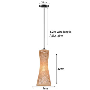 Bamboo Chandelier Pendant Wood Ceiling Lamp - Wood - 17x42 cm / White light - Ceiling Lamp