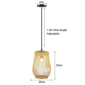 Bamboo Chandelier Pendant Wood Ceiling Lamp - Wood - 20 x 23 cm / White light - Ceiling Lamp