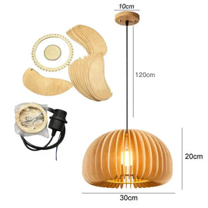 Bamboo Chandelier Pendant Wood Ceiling Lamp - Wood - 30x 20 cm / White light - Ceiling Lamp