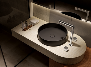 Toscana Black Gun Metal Tall Spout Countertop Two Handle Basin Mixer, view 2