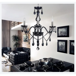 Black Crystal Tears Chandelier Lamp - 3 Arm Lights / Without Lampshades - Chandelier
