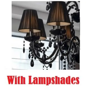 Black Crystal Tears Chandelier Lamp - 8 Arm Lights / With Lampshades - Chandelier
