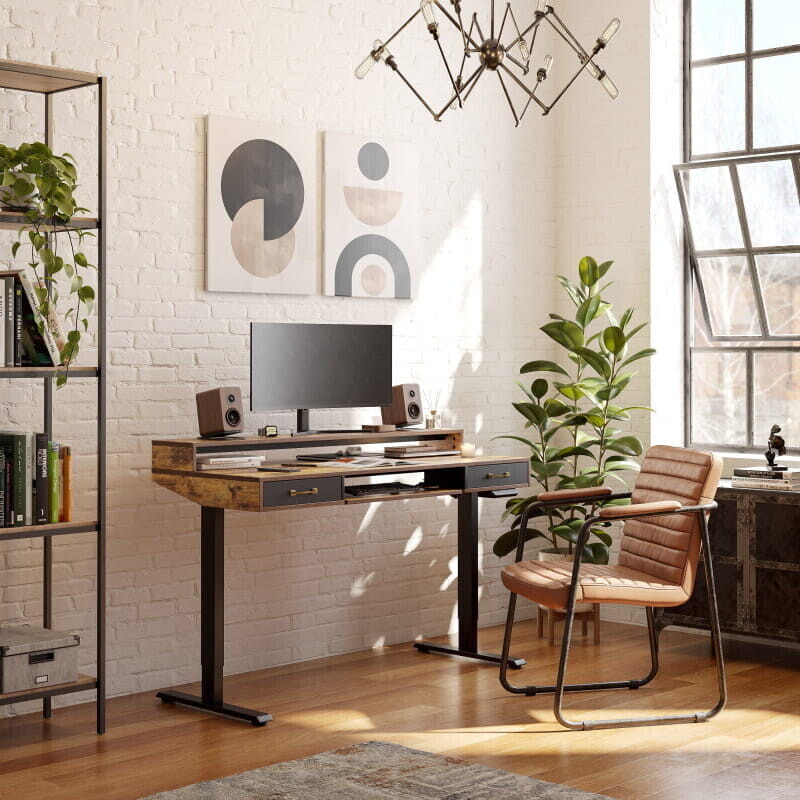 Brooklyn A led electric Standing Desk With Drawers and Keyboard