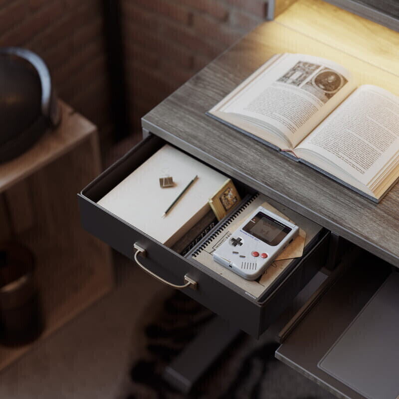 Brooklyn A led electric Standing Desk With Drawers and Keyboard