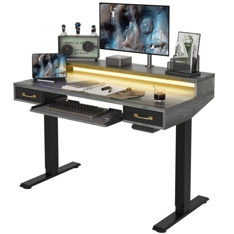 Brooklyn A led electric Standing Desk With Drawers and Keyboard